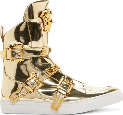 versace gold high top sneakers|versace high top vintage sneaker.